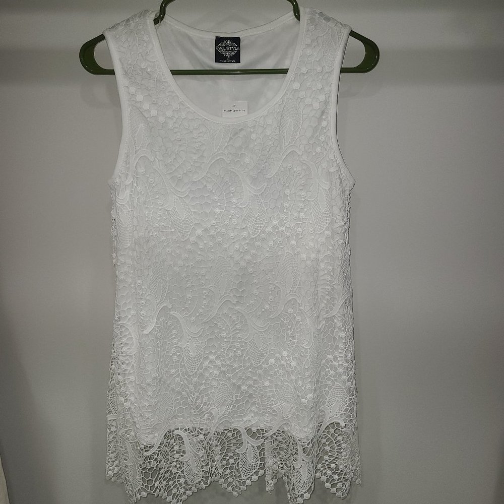 Crocheted Knit Open Back Top Sz S